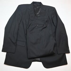 Studiosuits 50R 44x32 Black Wool Portly Mens Jacket Pants Suit